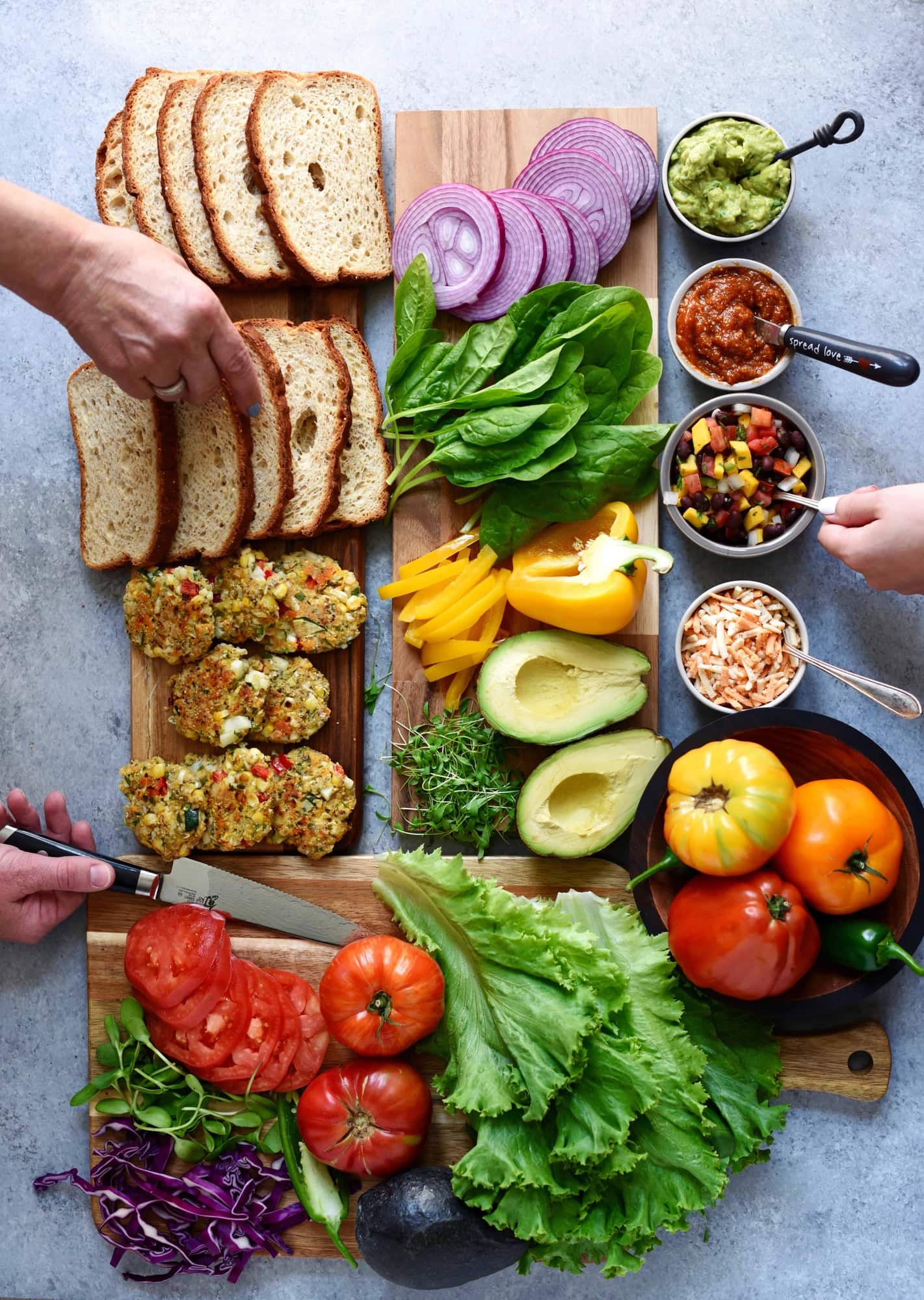 Overhead of sandwich platter