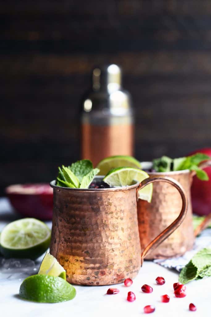 Side view of moscow mule mugs