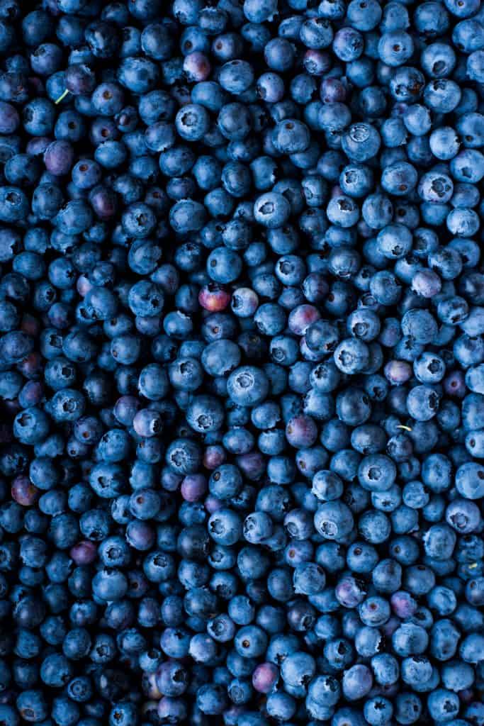 Overhead view of blueberries