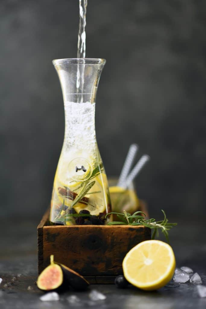 Fig lemon and rosemary infused water