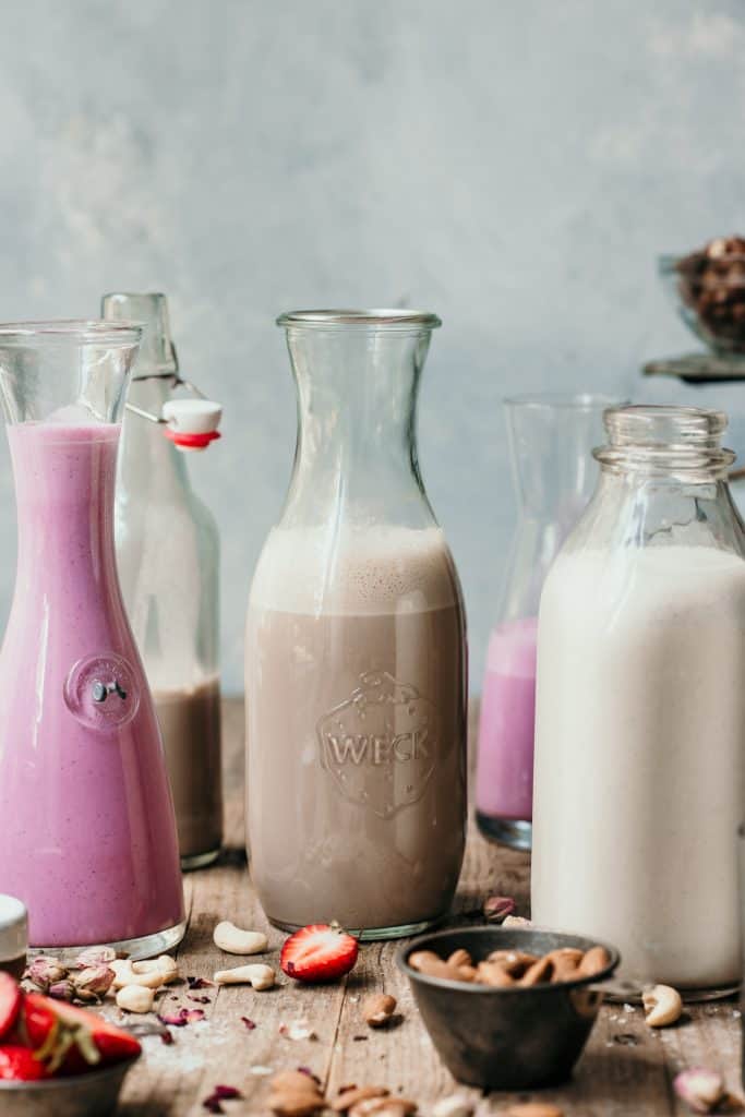 3 large jars of homemade nut milk