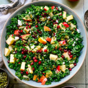 Close up of finished kale apple salad.