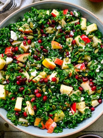 Close up of finished kale apple salad.