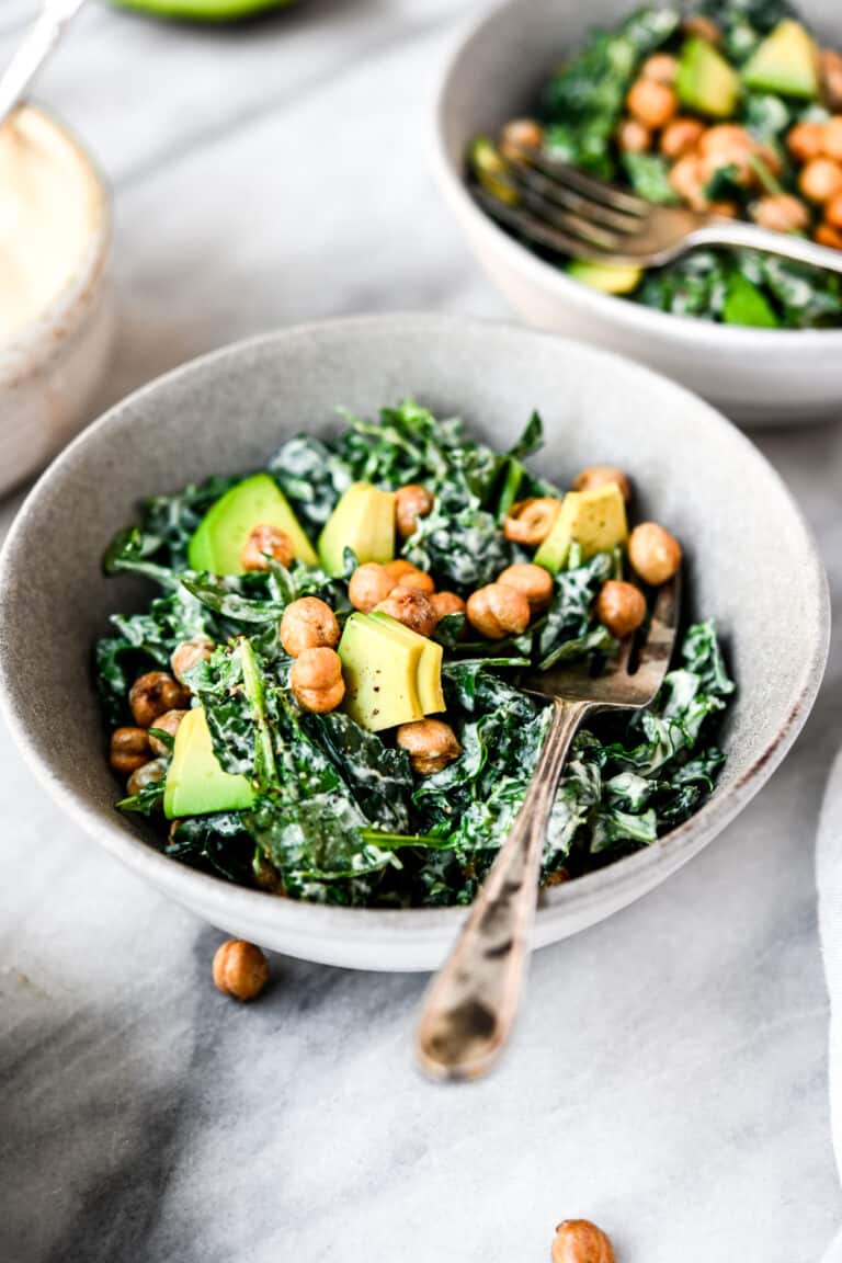 Vegan Kale Tahini Caesar Salad Crowded Kitchen