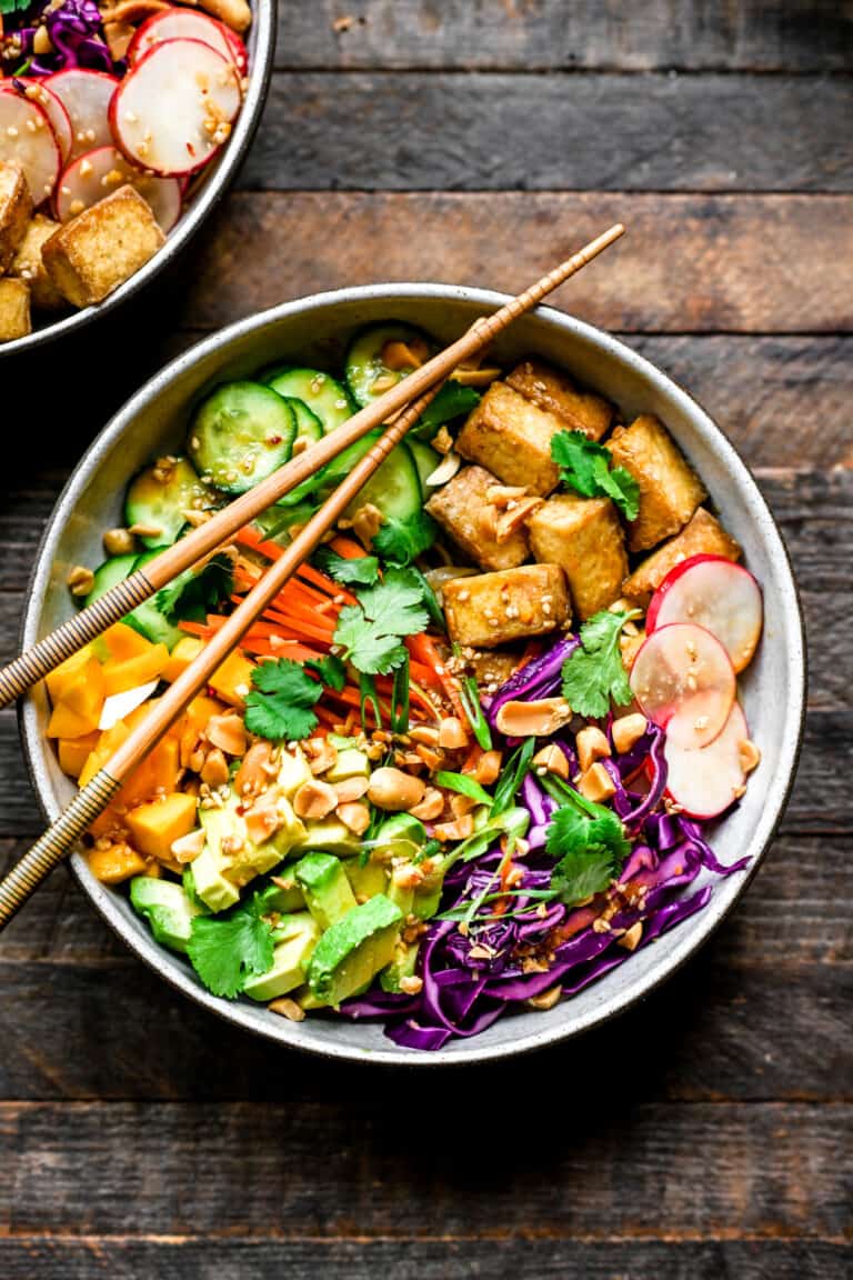 Easy Vegan Spring Roll Bowls with Crispy Tofu (30 min) | Crowded Kitchen