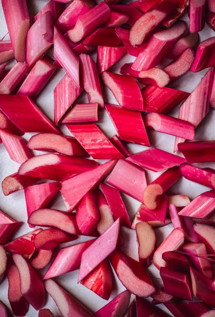 Macro photography of sliced rhubarb