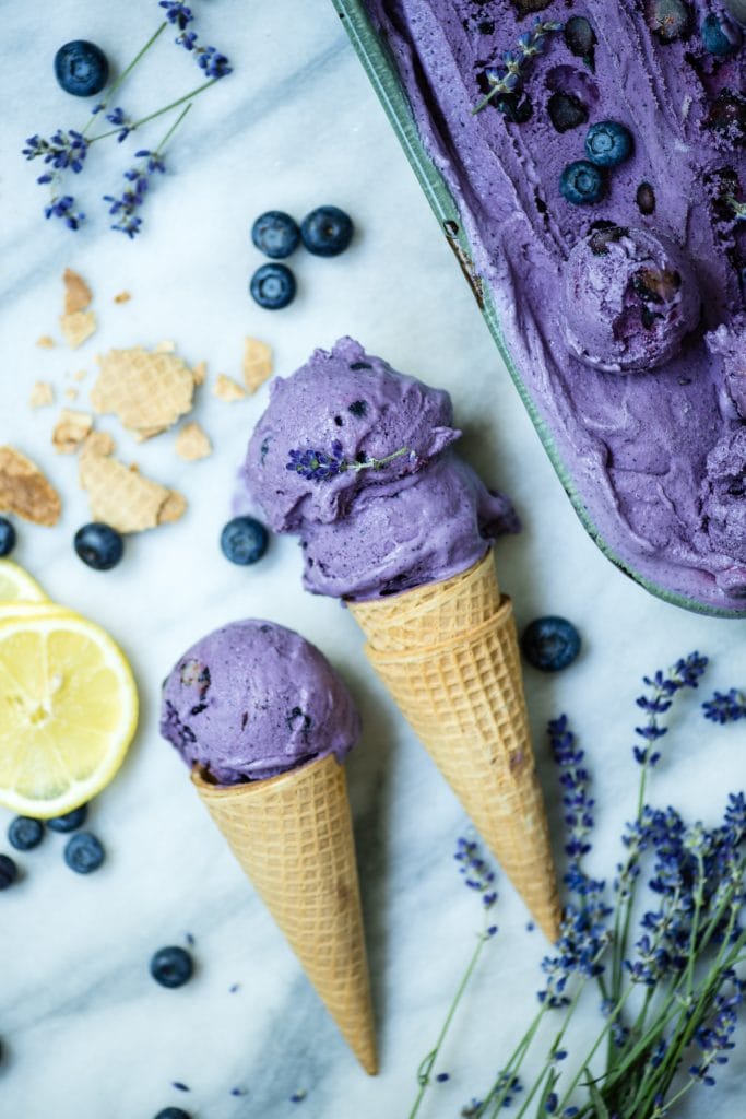 Vegan blueberry lavender ice cream