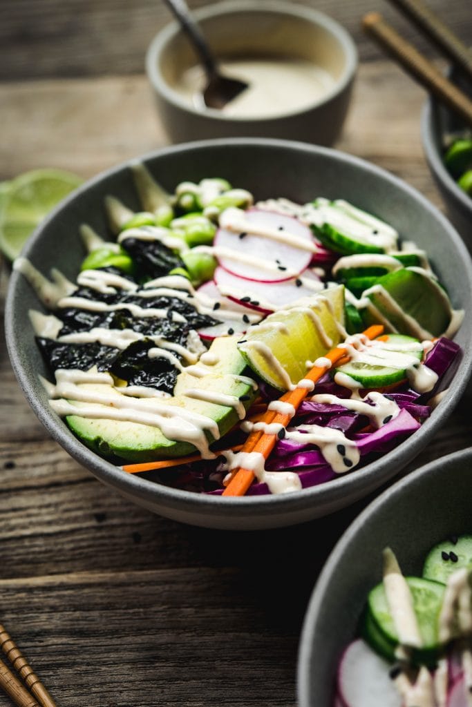 Vegan Sushi Bowls with Miso Tahini Dressing | Crowded Kitchen