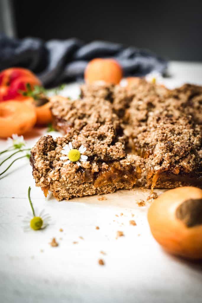 side view of gluten free apricot oat bars
