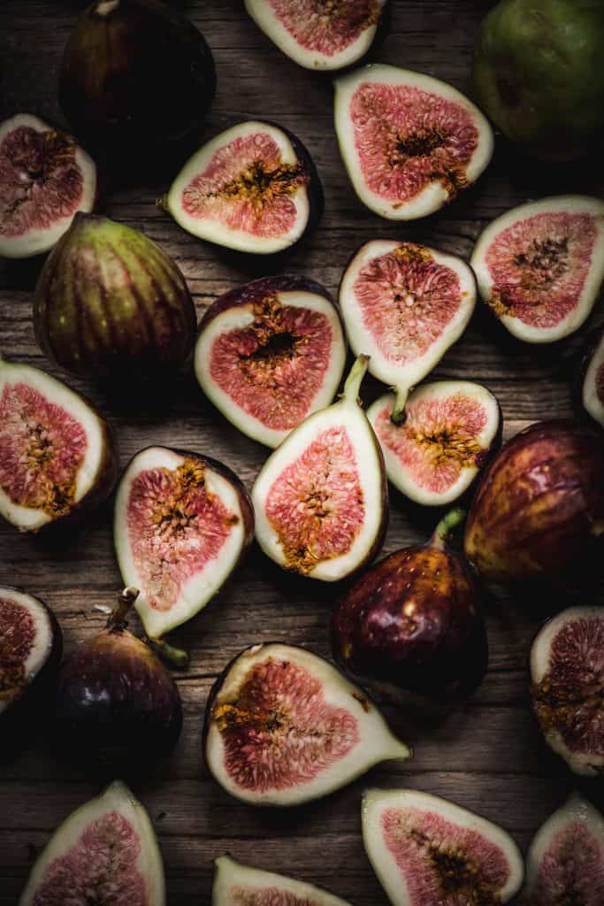 Overhead view of beautiful fresh figs