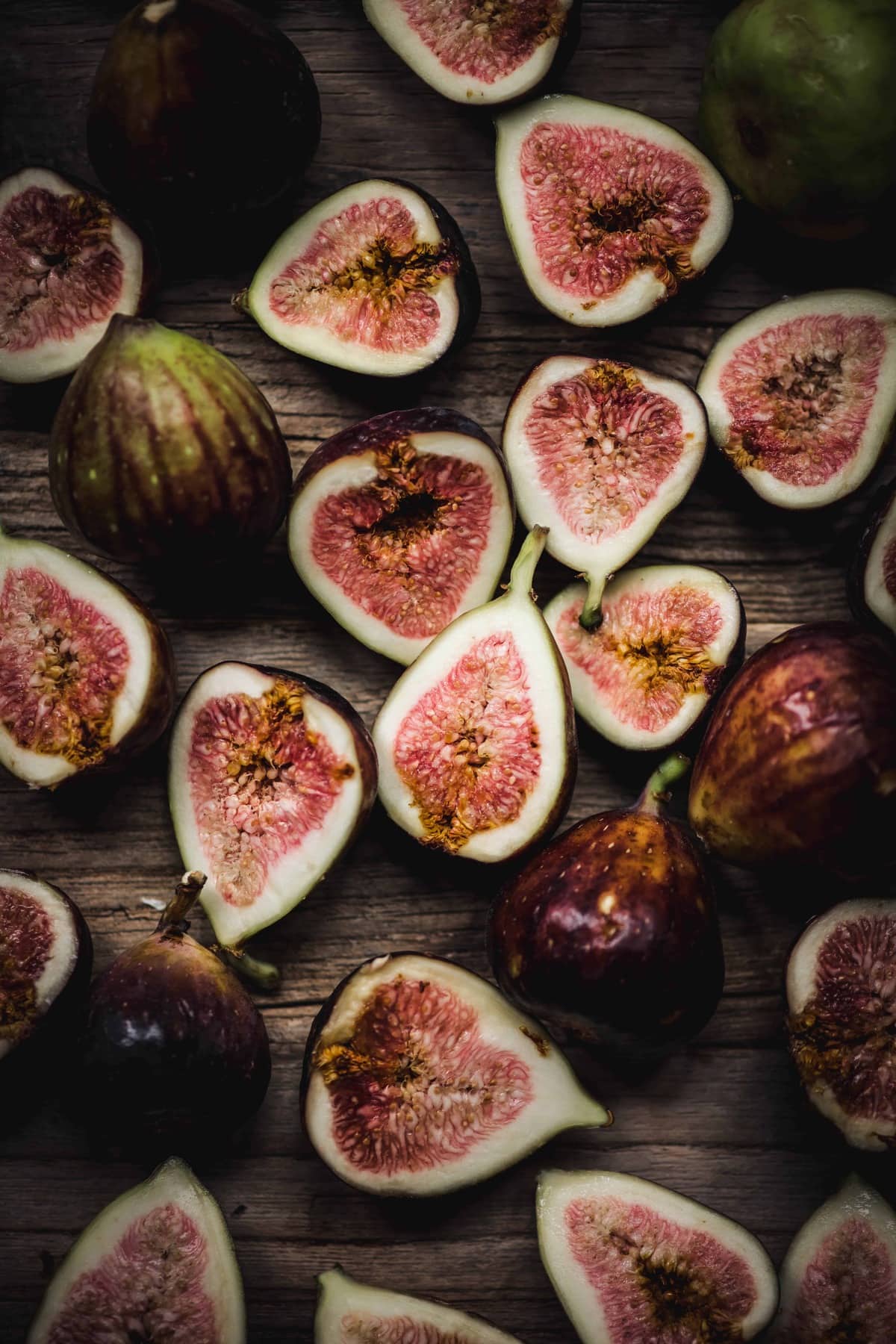 Overhead view of beautiful fresh figs 
