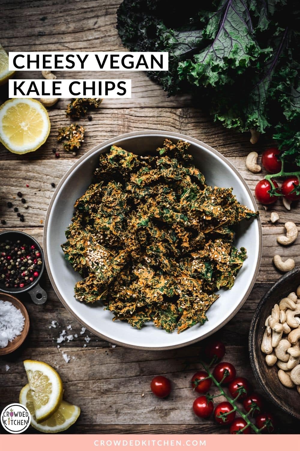 Easy Cheesy Vegan Kale Chips Crowded Kitchen