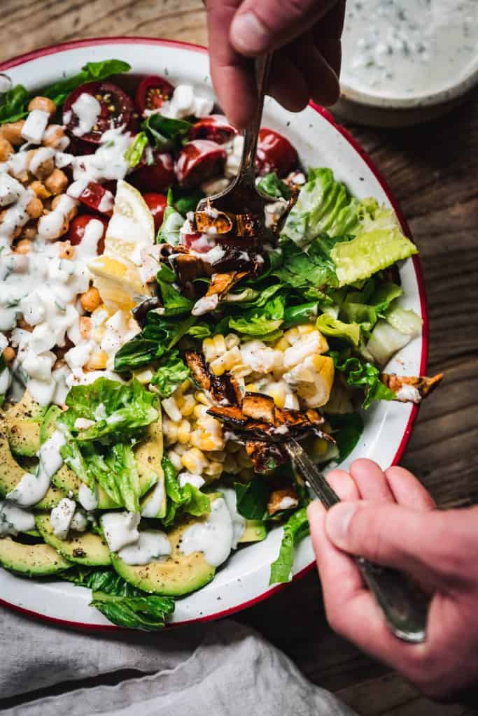 Vegan Cobb Salad With Eggplant Bacon Crowded Kitchen