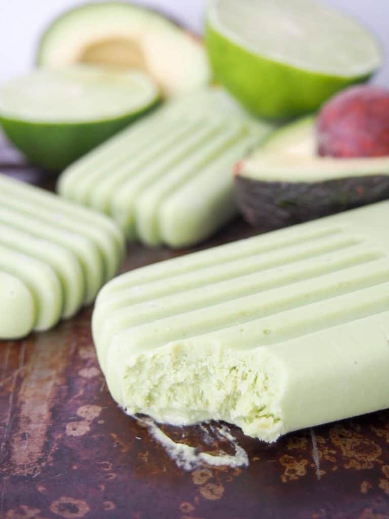 side view of vegan mexican avocado popsicles