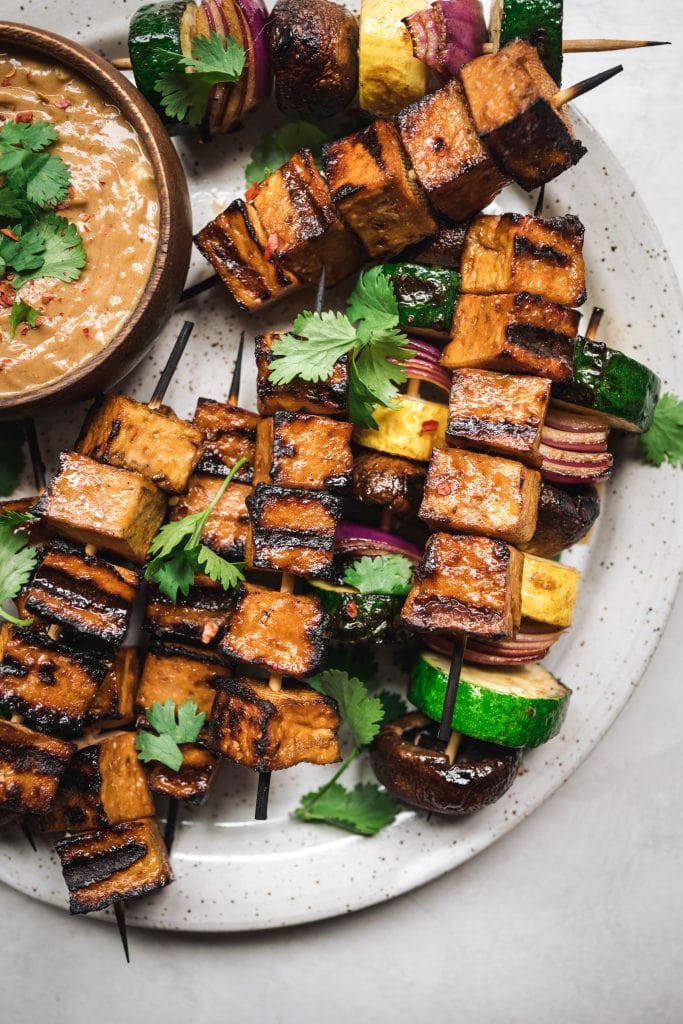 Grilled Tofu and Vegetable Kebabs with Peanut Sauce | Crowded Kitchen