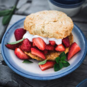 side view of vegan strawberry shortcake