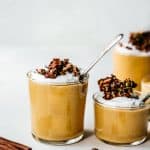 side view of dairy free pumpkin mousse with maple nut brittle