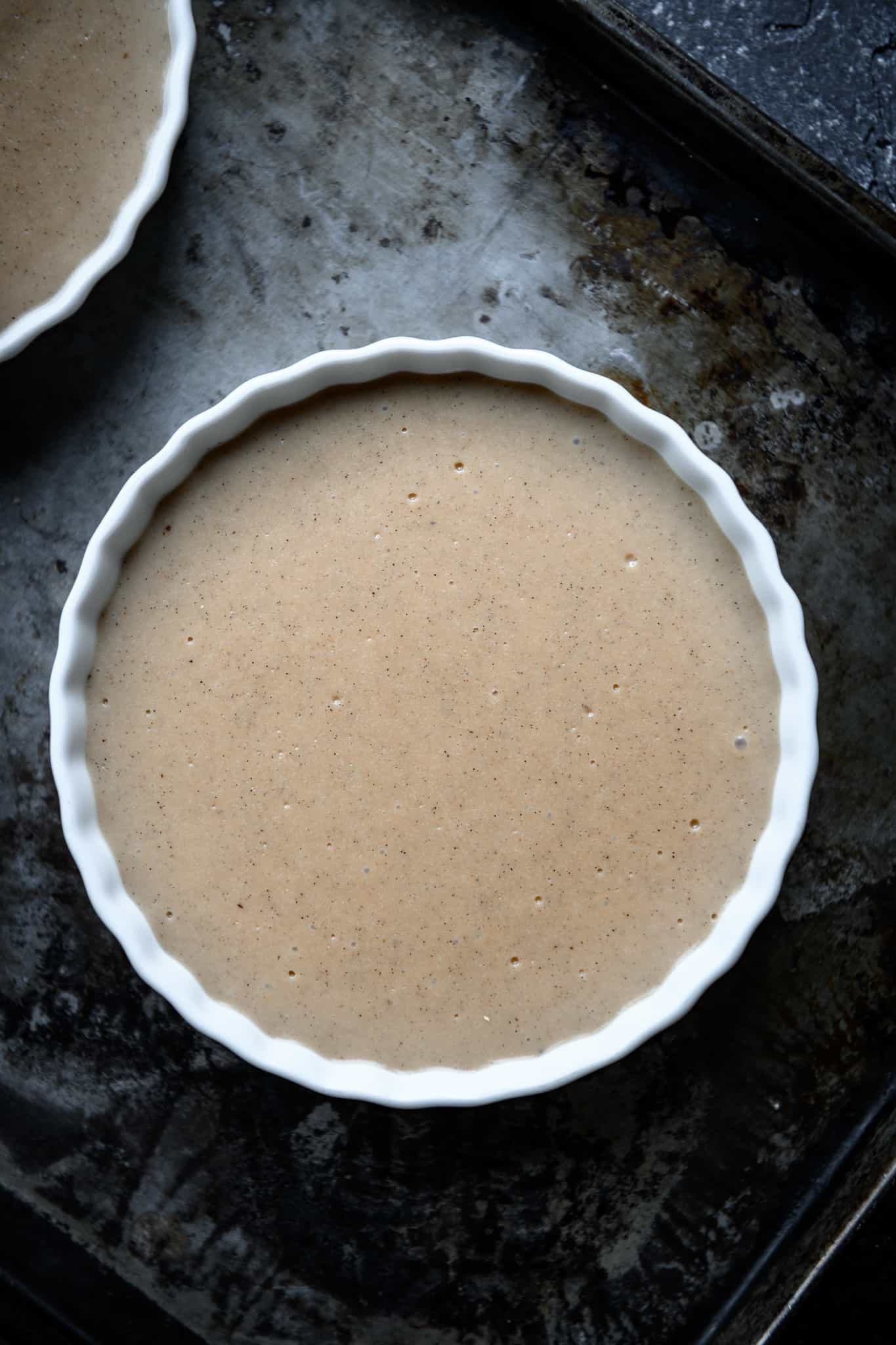 close up overhead view of vegan creme brulee 