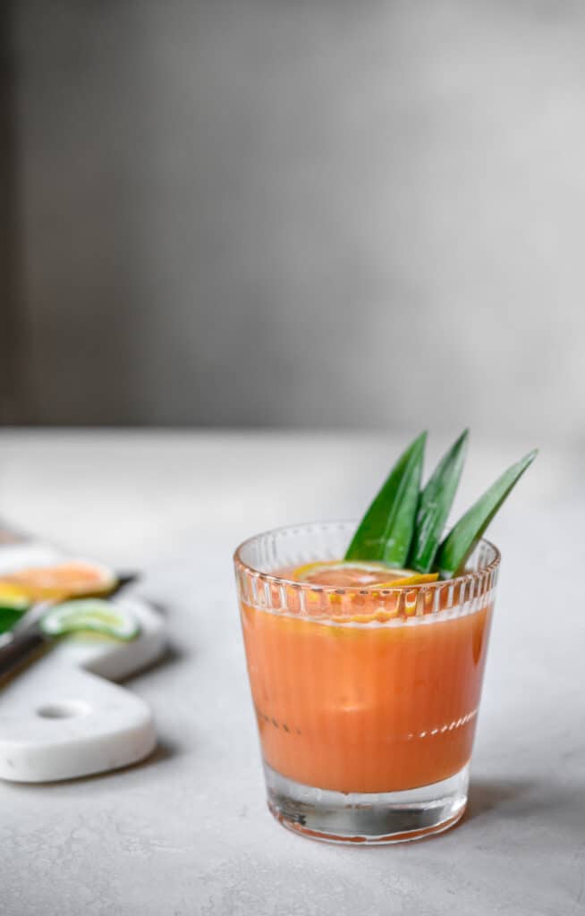 side view of guava rum cocktail