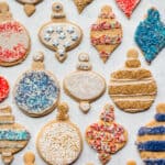 Vegan sugar cookies on a pan from above.