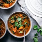 Bowl of soup from above.