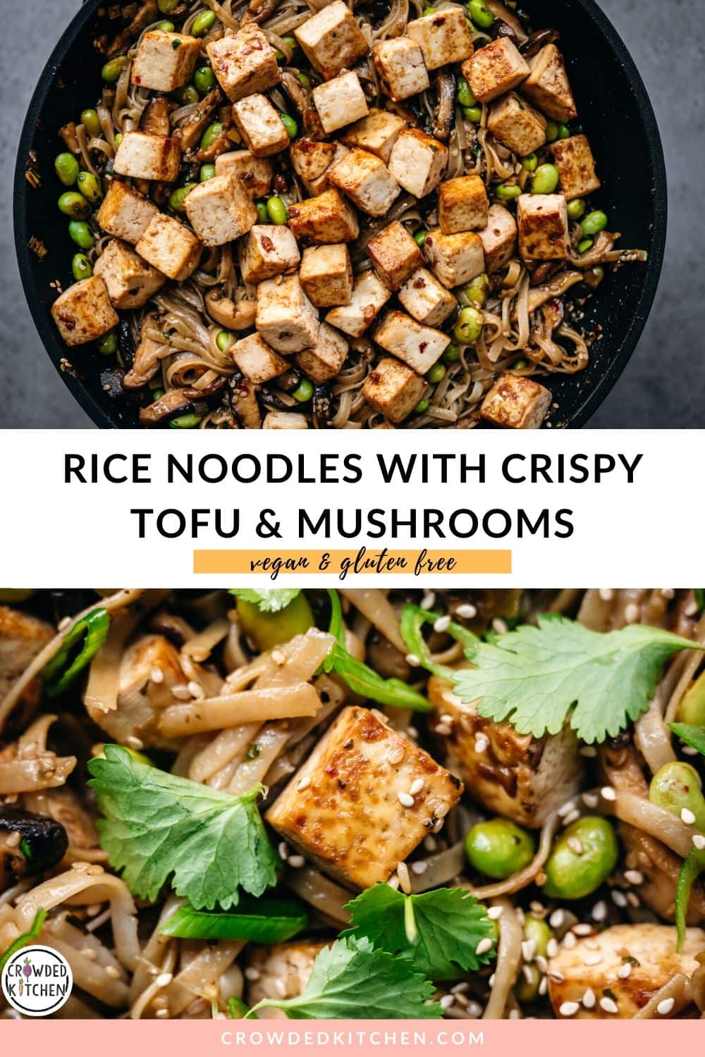 Vegan Rice Noodles with Crispy Tofu and Mushrooms - Crowded Kitchen