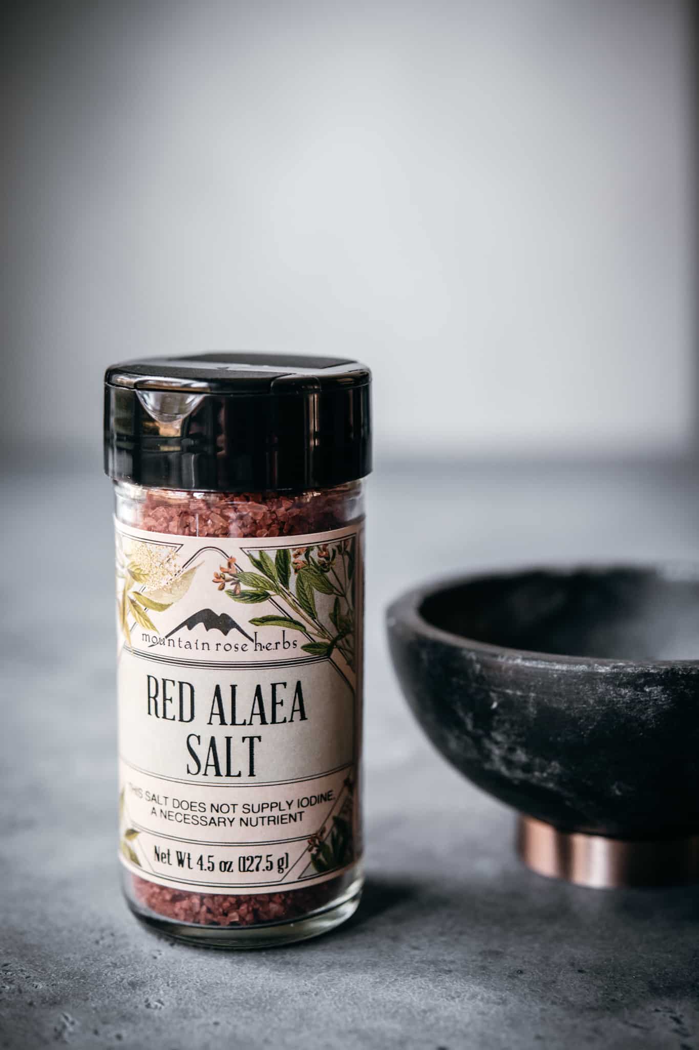 Mountain Rose Herbs red alaea salt in bottle