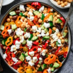 Bowl of greek chickpea salad from above.