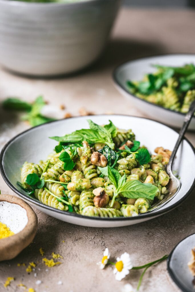 Easy Vegan Pesto Pasta Salad Crowded Kitchen