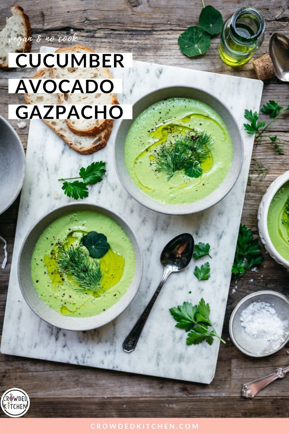 Cucumber Avocado Gazpacho (Vegan) - Crowded Kitchen