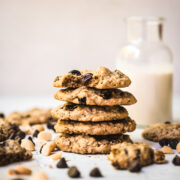 Stack of Chocolate Cherry Macadamia Cookies