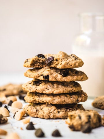 Stack of Chocolate Cherry Macadamia Cookies