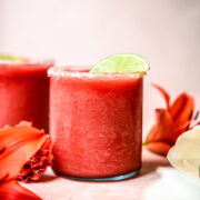 side view of Frozen Watermelon Jalapeño Margaritas