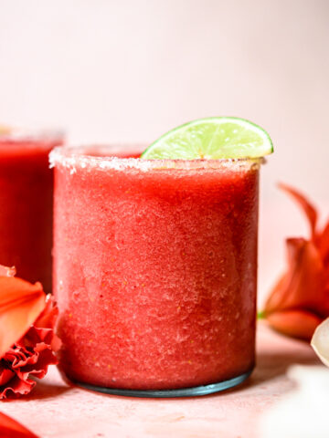 side view of Frozen Watermelon Jalapeño Margaritas