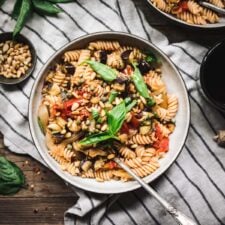 Roasted Eggplant and Tomato Pasta with Caramelized Onions-image