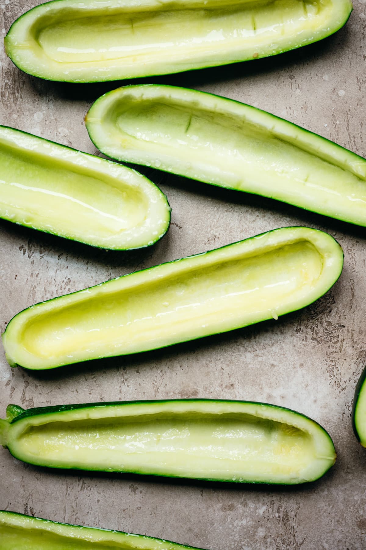 overhead view of zucchini boat