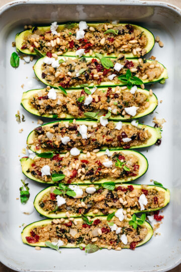 Quinoa Stuffed Zucchini Boats (Vegan) - Crowded Kitchen