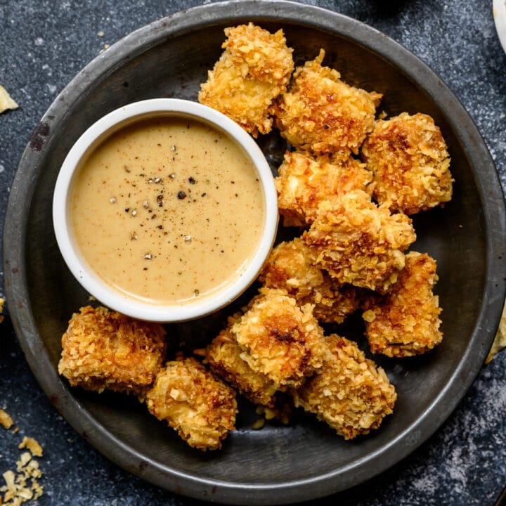 Baked Tofu Nuggets with Maple Mustard Sauce | Crowded Kitchen