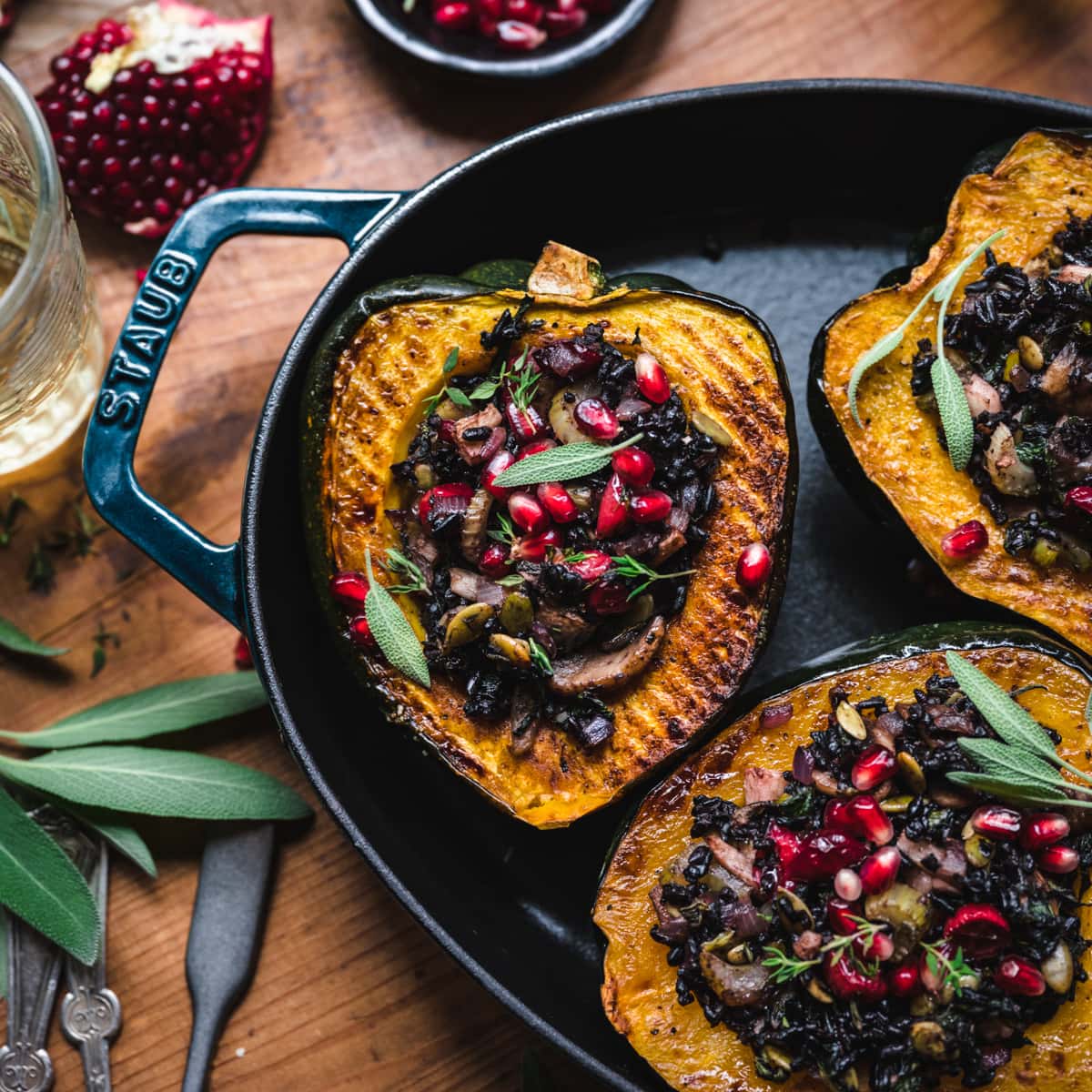 Vegan Stuffed Acorn Squash with Wild Rice