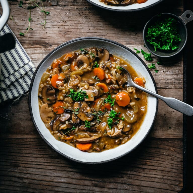 Wild Rice Mushroom Soup (Vegan) - Crowded Kitchen