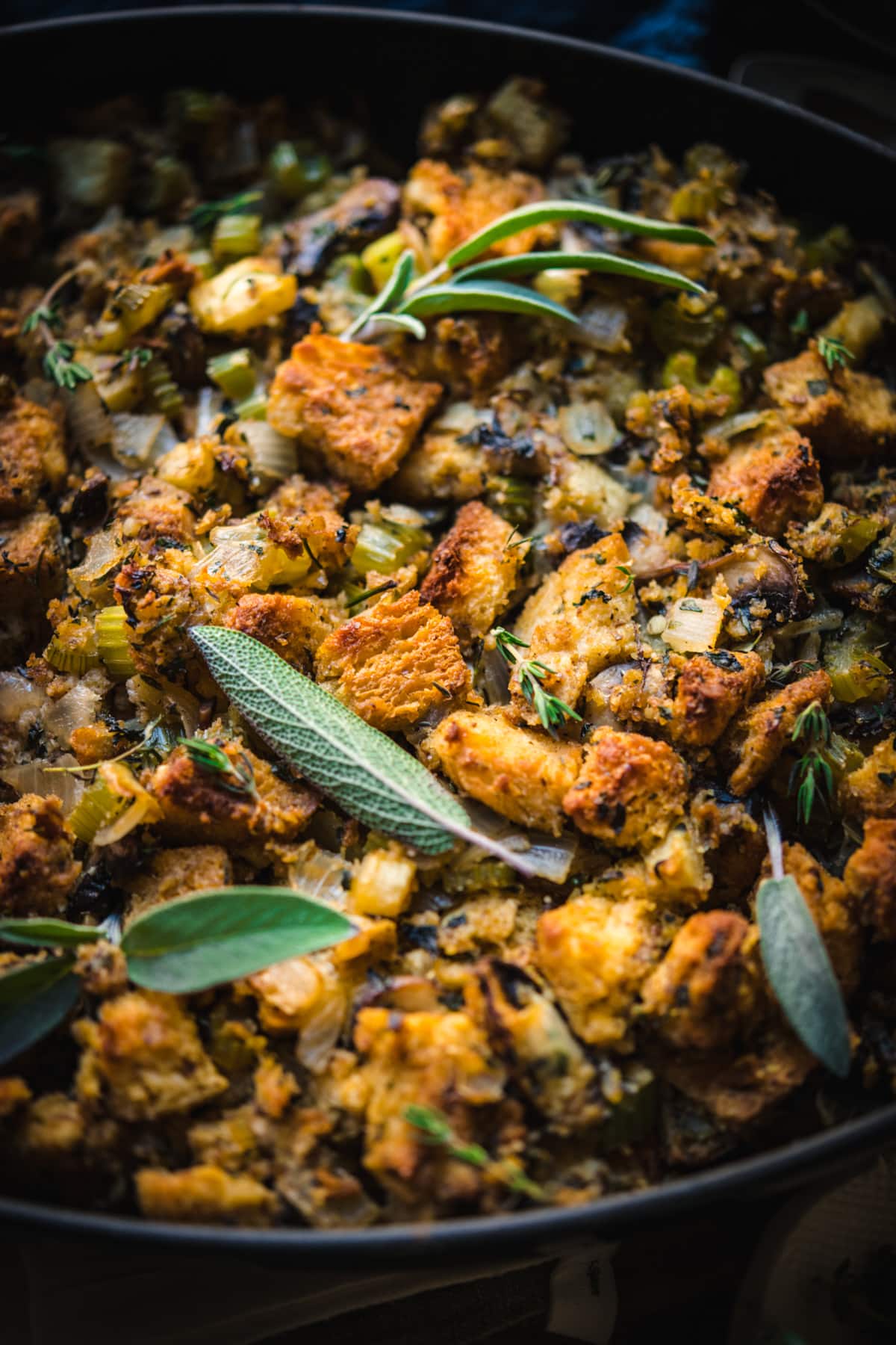 close up side view of gluten free stuffing.