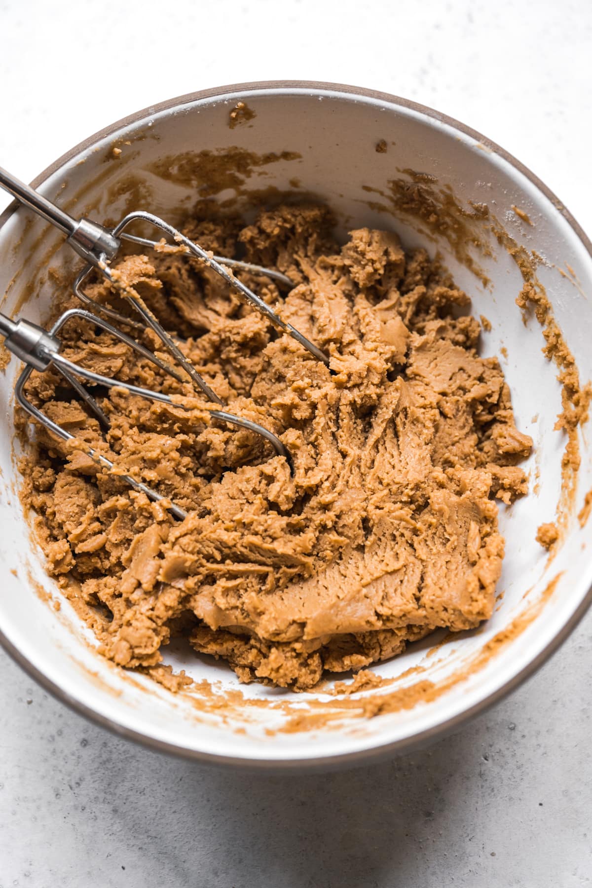 vegan buckeye dough in mixing bowl.