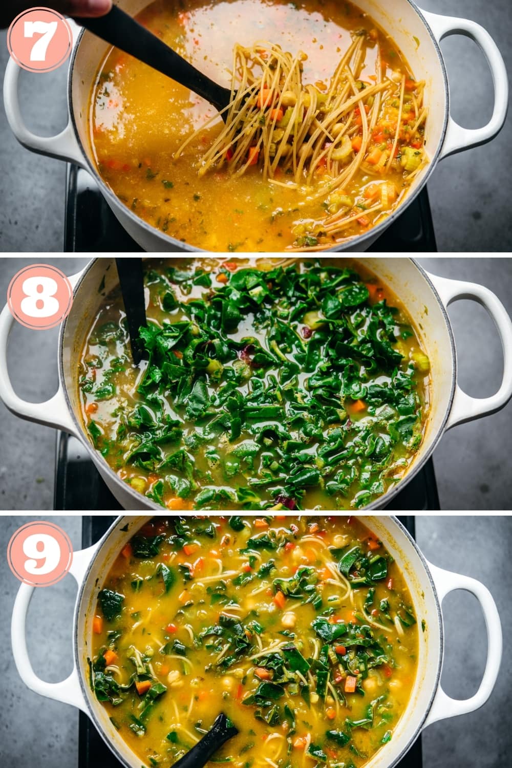 step-by-step instructions for chickpea noodle soup.