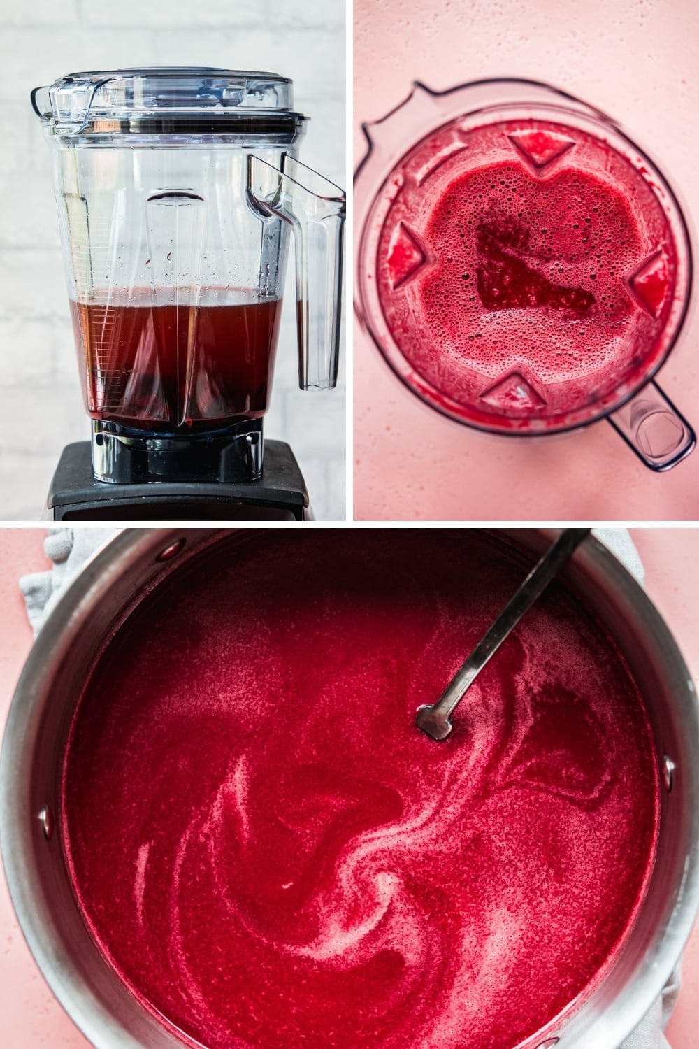 step-by-step photos for making beet broth in a blender. 