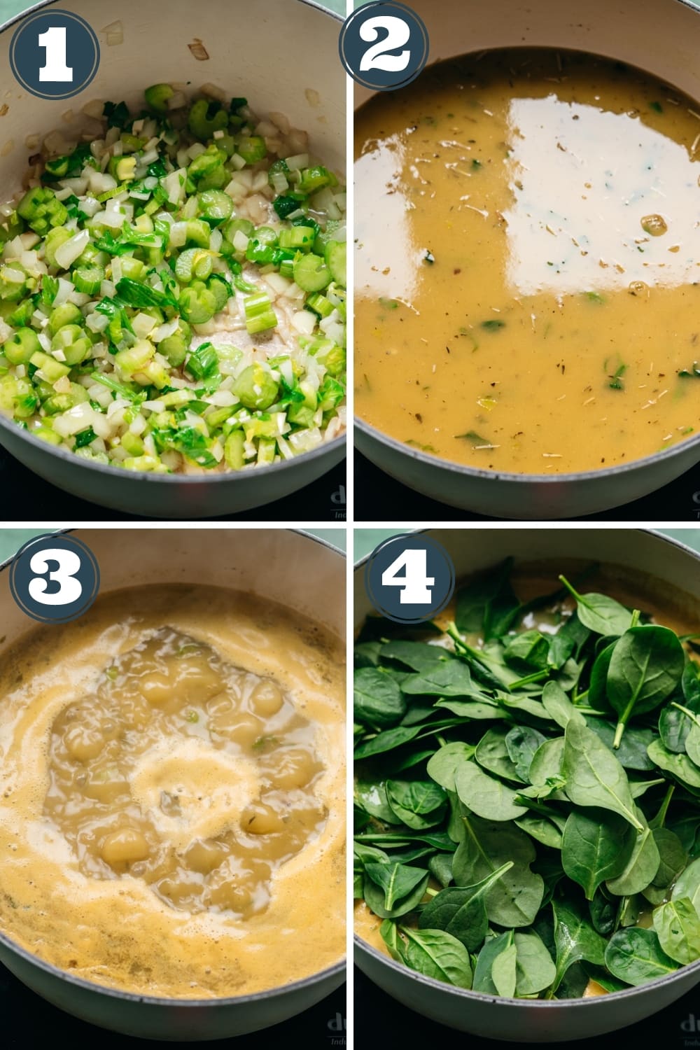 step-by-step instructions for how to make white bean spinach soup.