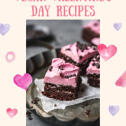 Vegan beet brownies on a plate with wax paper.