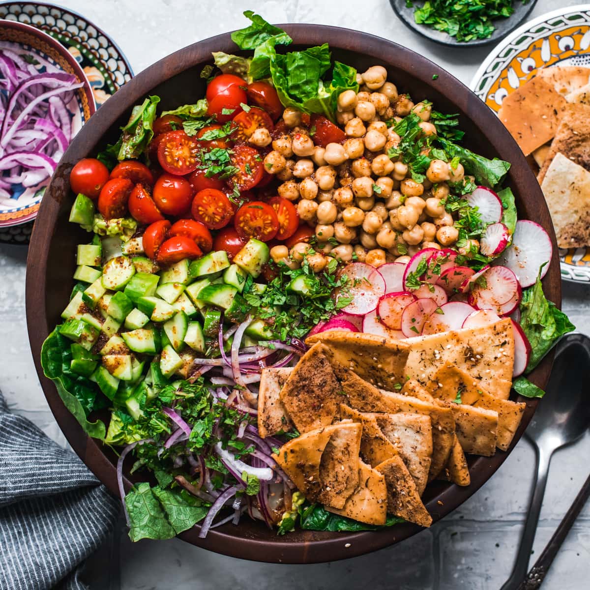 Chickpea Fattoush Salad (Vegan) Crowded Kitchen
