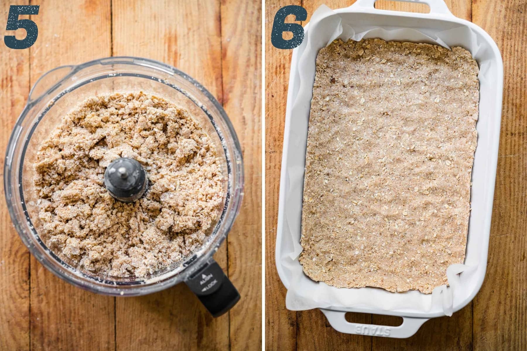 oat crust mixture in food processor and pressed into a baking pan. 