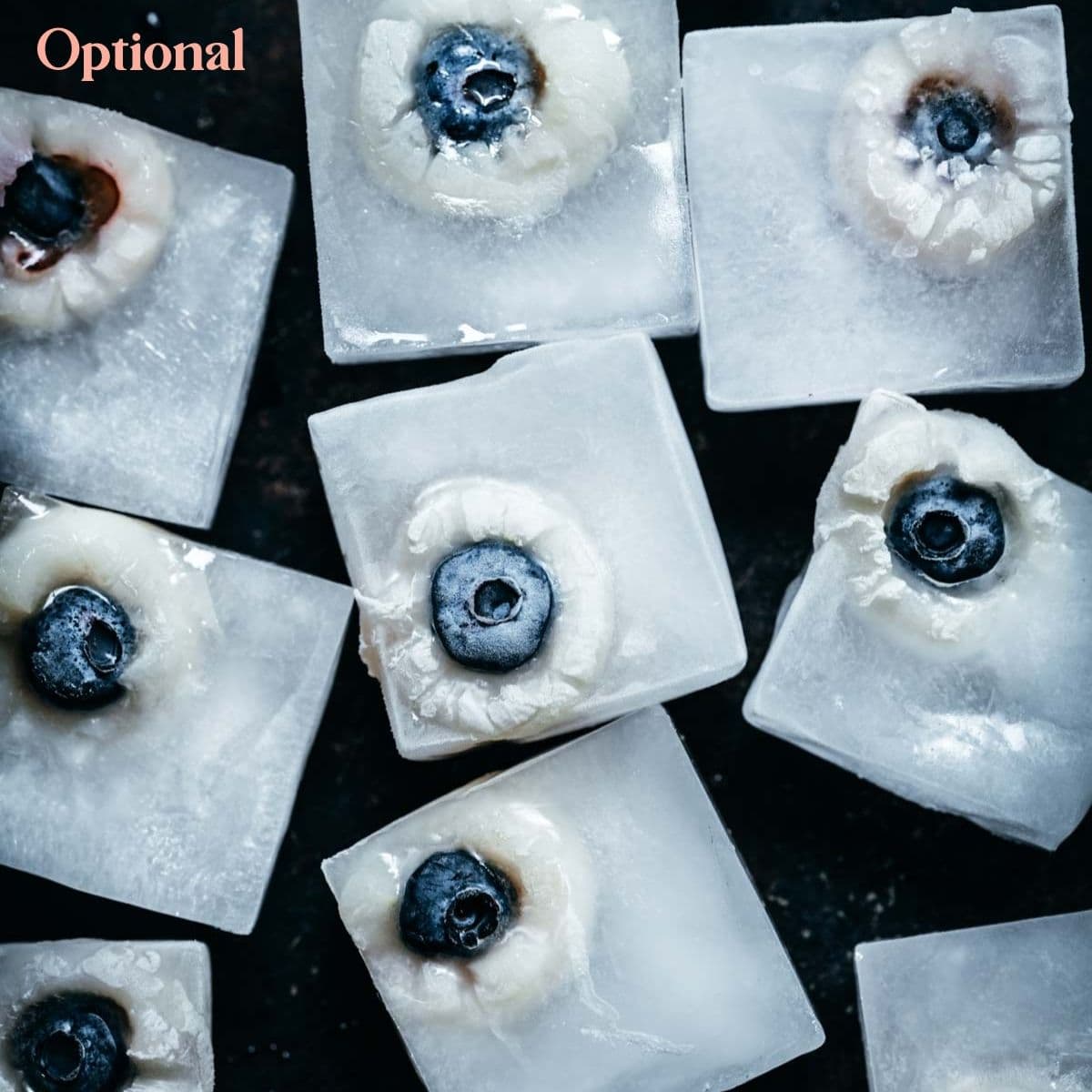 Overhead view of blueberry lychee "eyeballs".