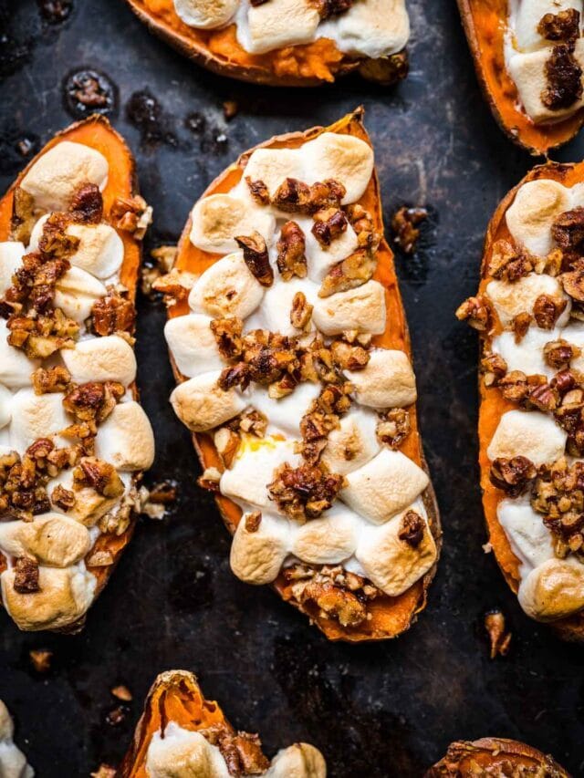 Twice Baked Sweet Potatoes with Marshmallows